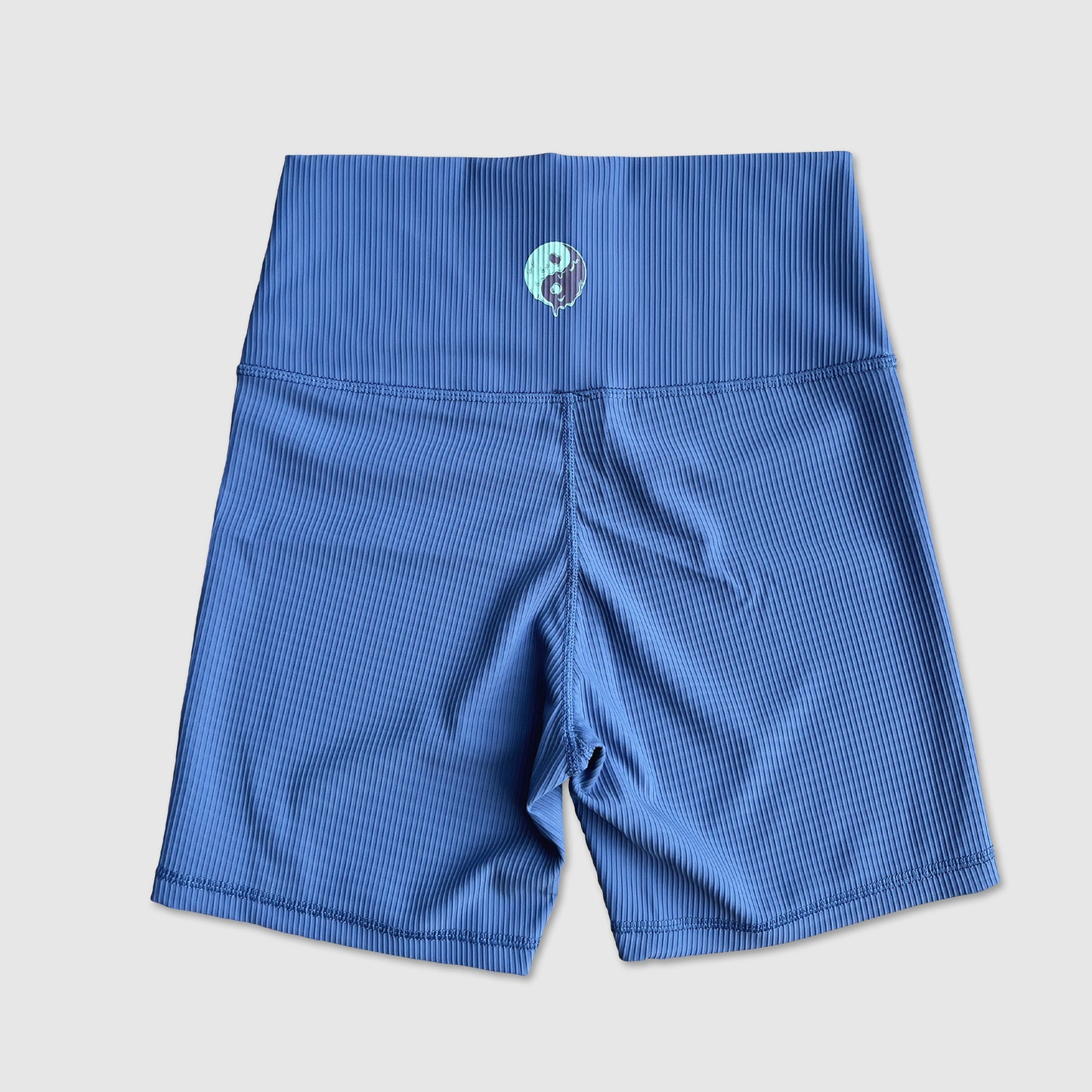 Yin Yang Drip Ribbed Biker Shorts - Blue